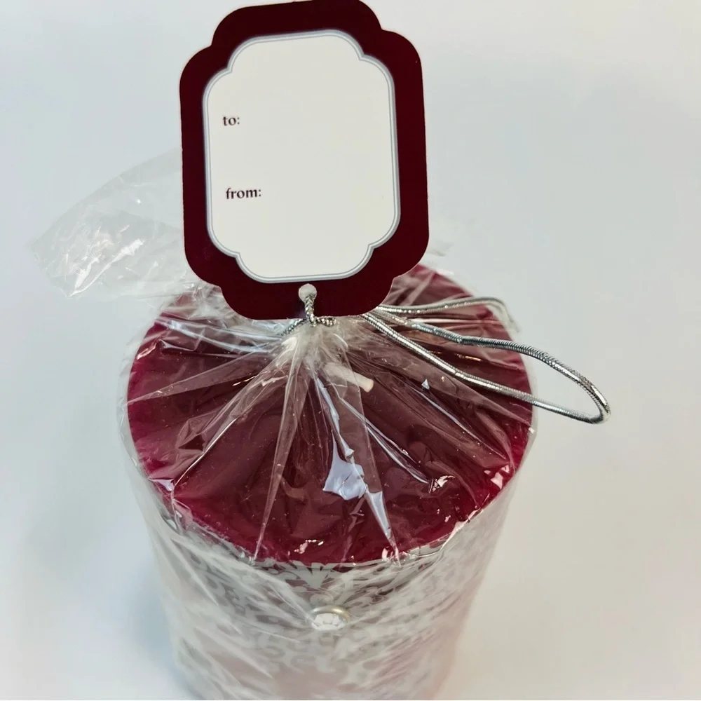 NEW Pier 1 Imports Snowflake Gem Holiday Glam Candles Deep Red/Burgundy Silver